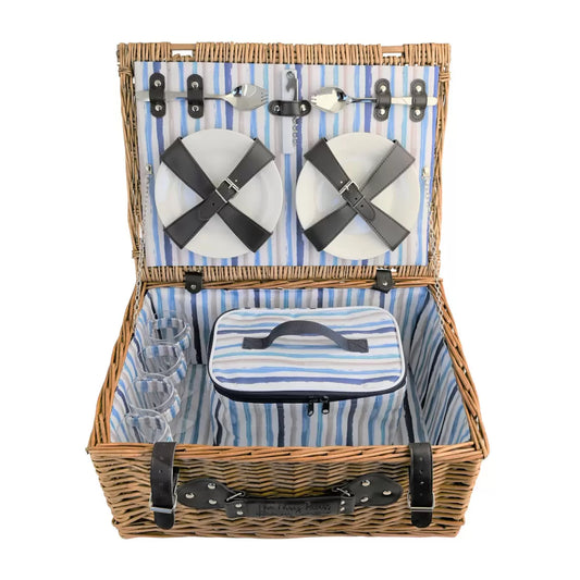 4 person insulated wicker picnic basket set