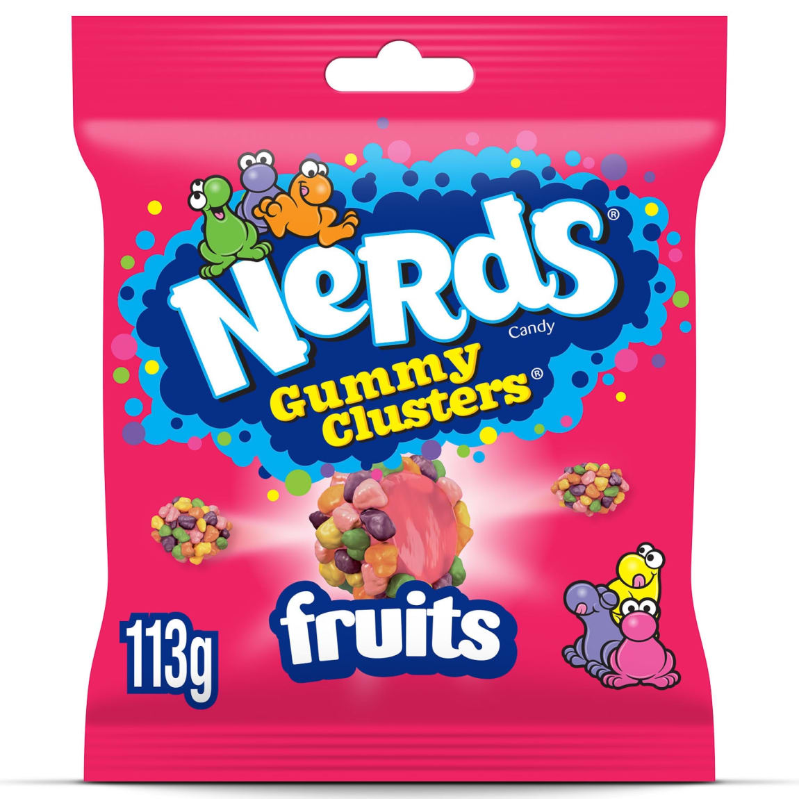 Nerds Clusters Fruits 113g bite-sized crunchy candy clusters bursting with fruity flavour