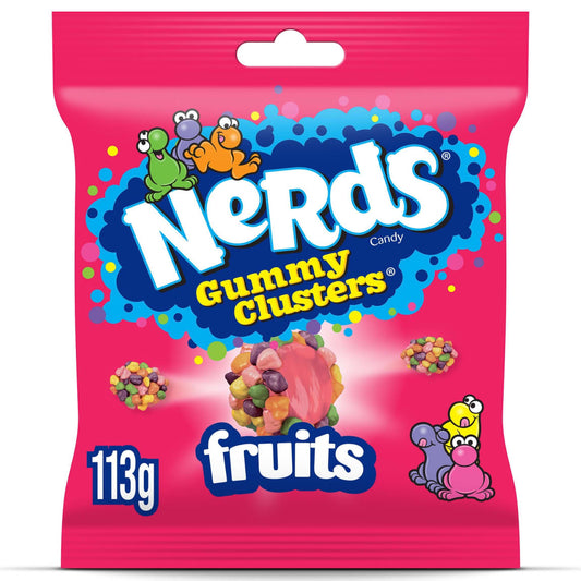 Nerds Clusters Fruits 113g bite-sized crunchy candy clusters bursting with fruity flavour