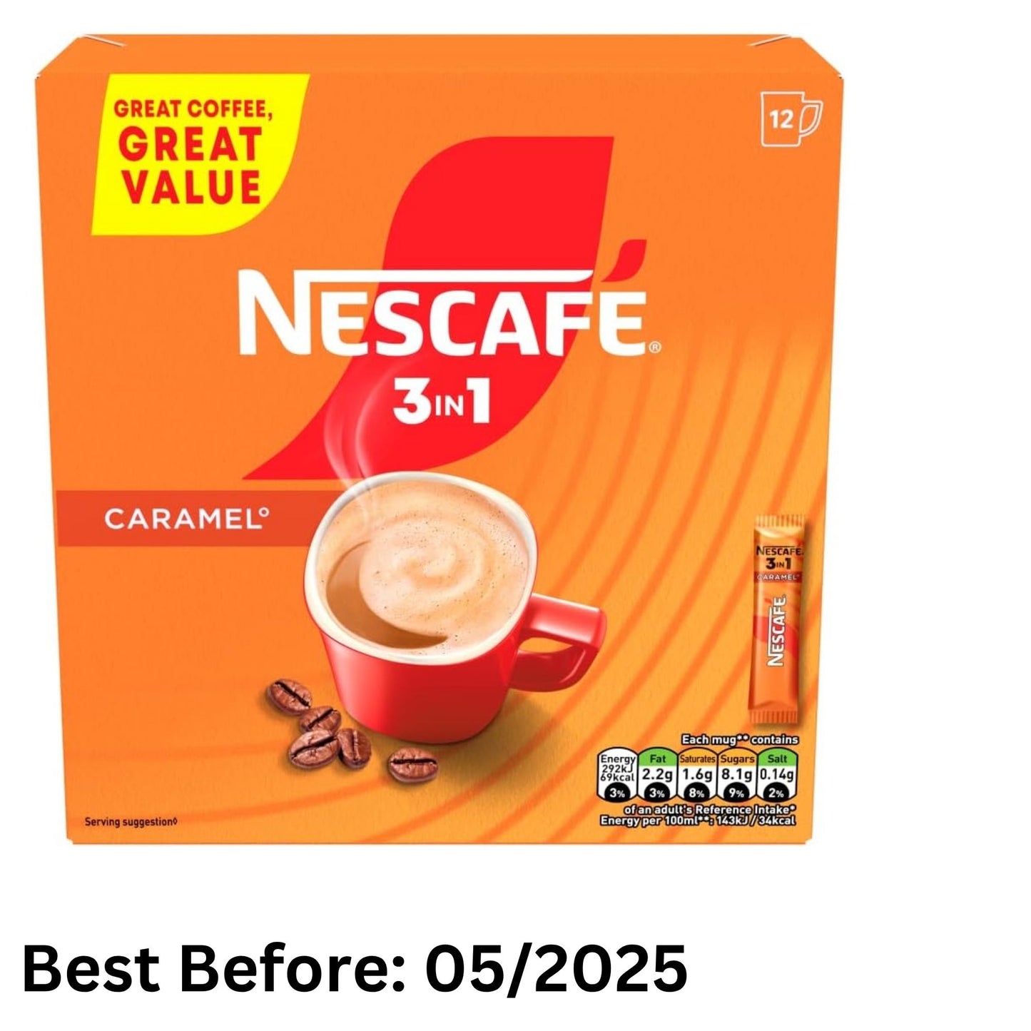 NESCAFÉ 3 in 1 Caramel Coffee Sachets 120 Drinks