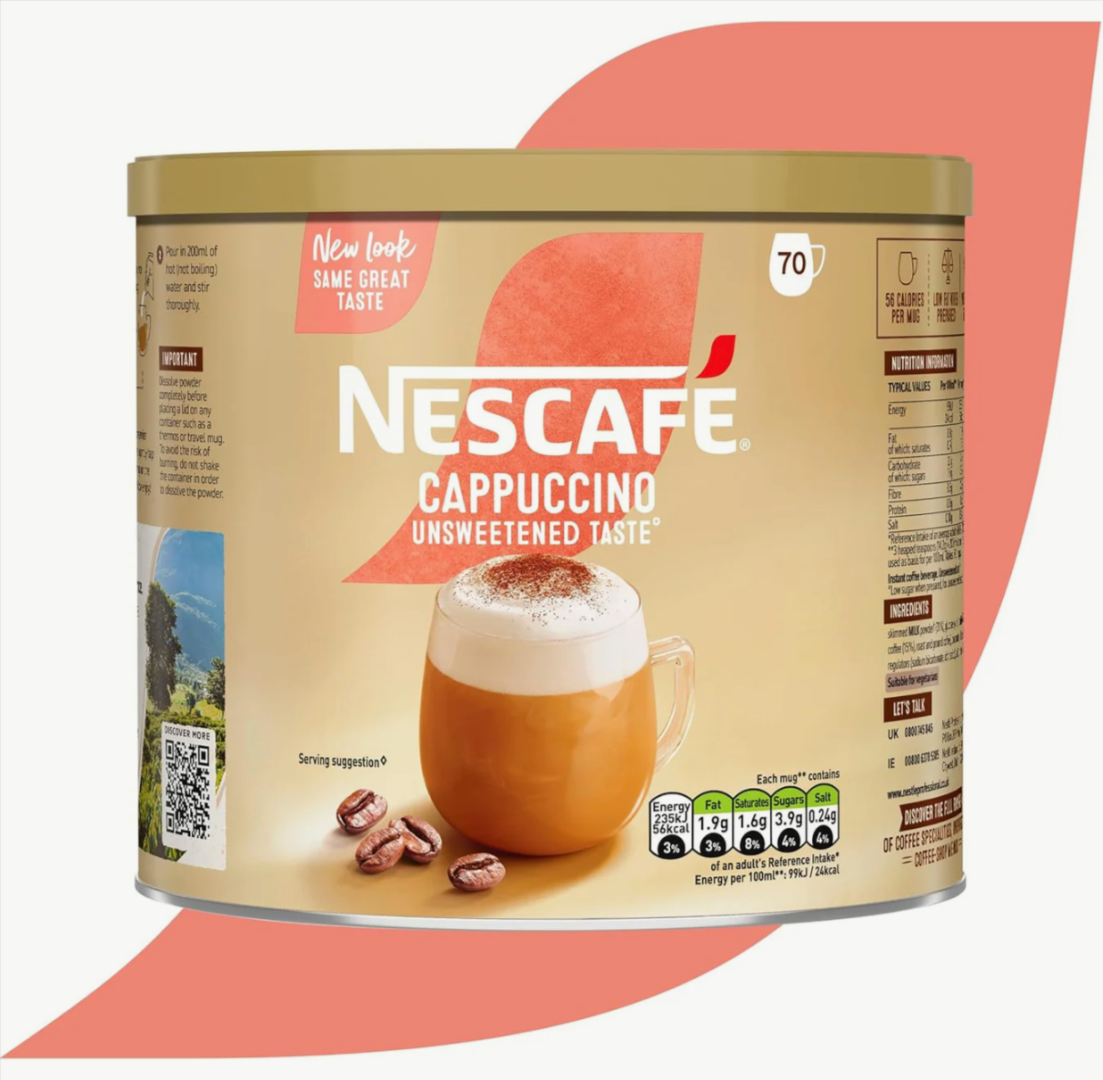 Low sugar, low fat Nescafé Gold cappuccino for offices