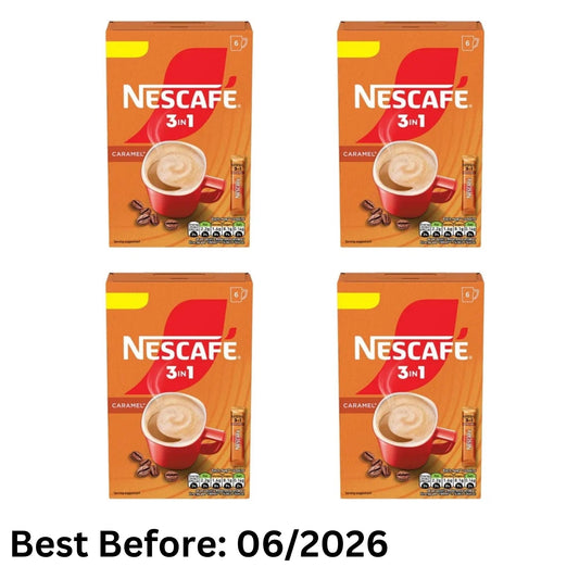 Nescafé 3 in 1 Caramel Instant Coffee 4 Pack (6 Sachets Each)