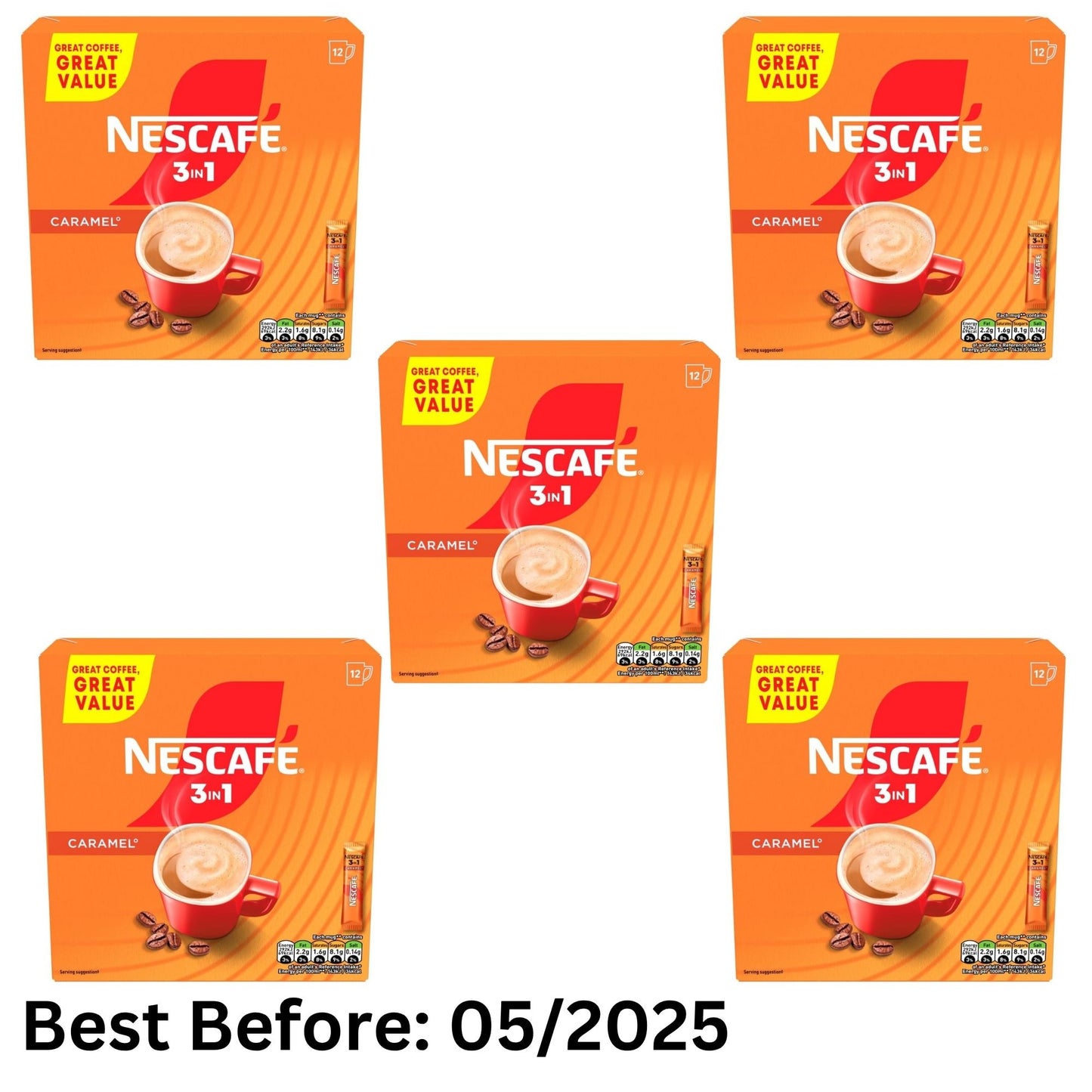 NESCAFÉ 3 in 1 Caramel Coffee Sachets 60 Drinks