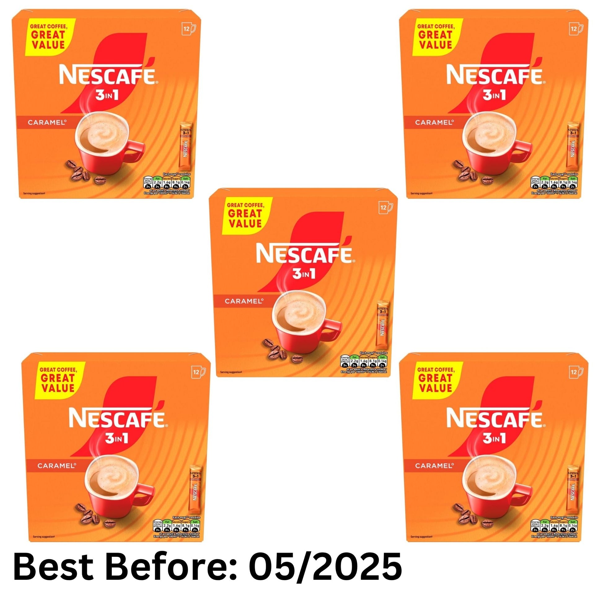 NESCAFÉ 3 in 1 Caramel Coffee Sachets 60 Drinks