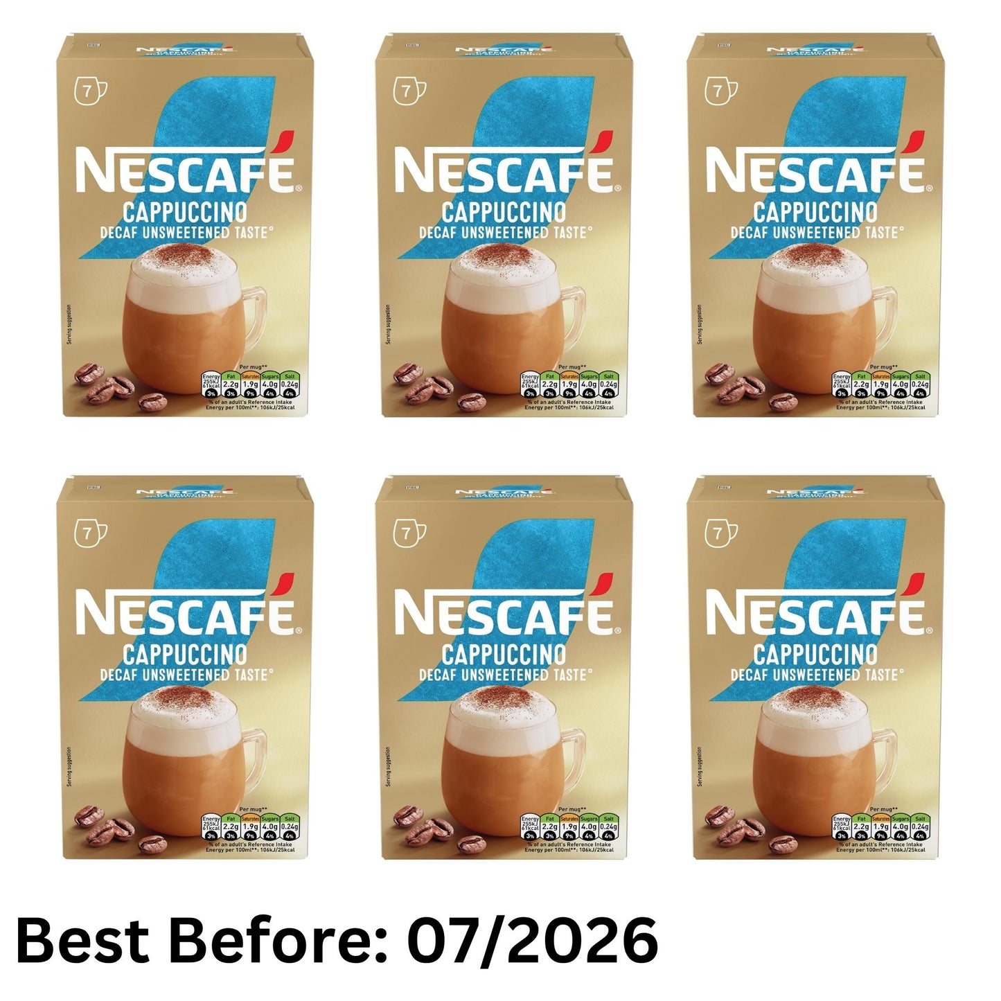 Nescafe Decaf Cappuccino Coffee Sachets 42 Cups