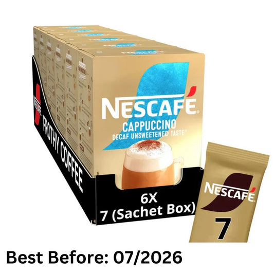 Nescafé Decaf Unsweetened Cappuccino Sachets – 6 x 7 Servings