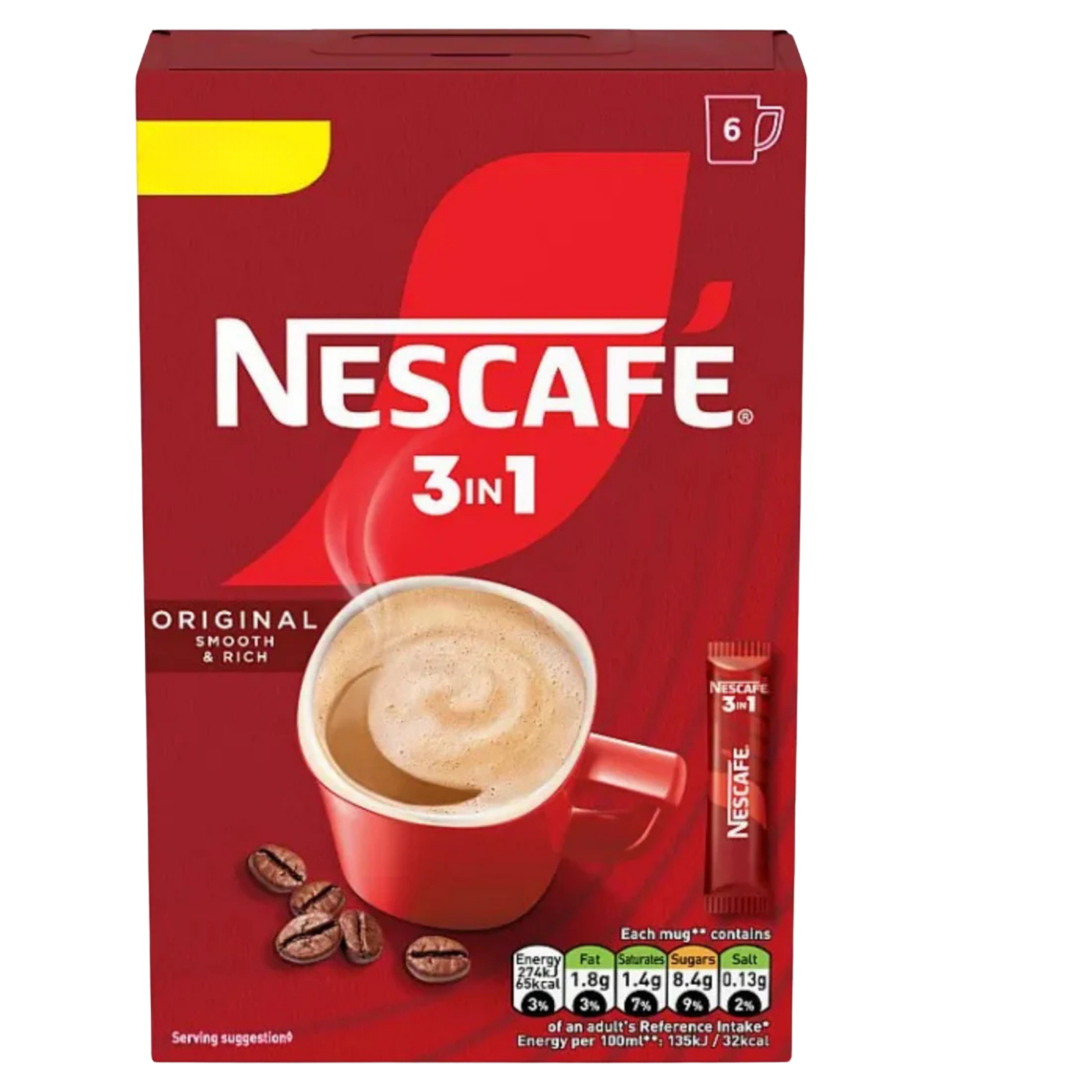 Nescafé 3 in 1 Original Coffee Sachets 6 cups