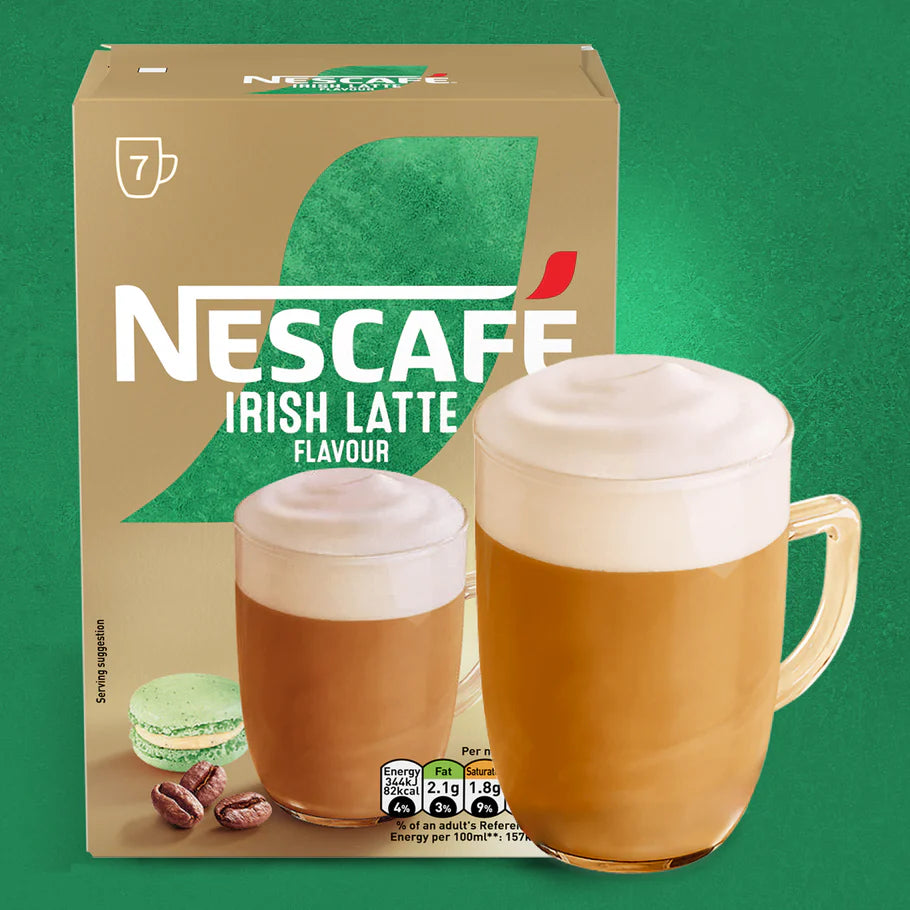 Bulk pack of 42 Nescafe Irish Latte sachets for easy coffee preparation