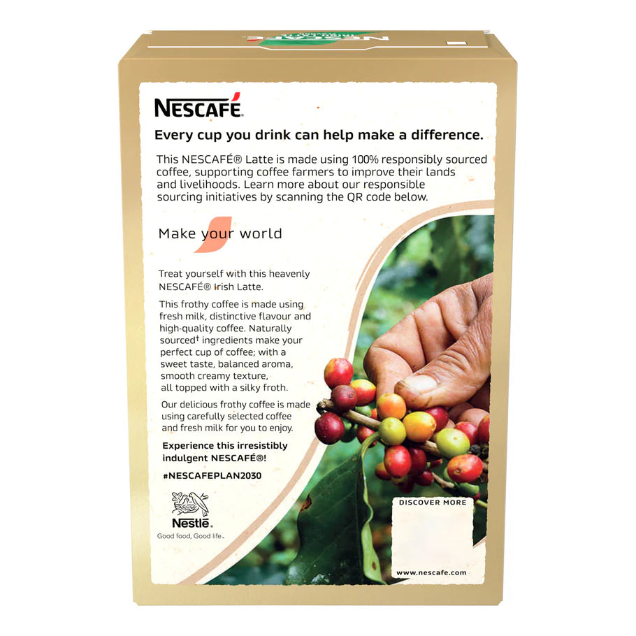 Convenient Nescafe Irish Latte sachets ideal for home, office, or travel
