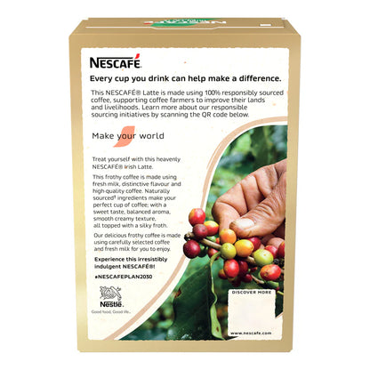 Convenient Nescafe Irish Latte sachets ideal for home, office, or travel