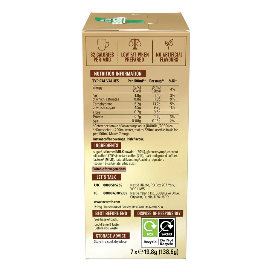 Quick and easy preparation of Nescafe Irish Latte with hot water