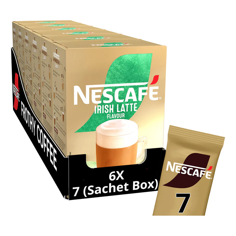 Nescafe Irish Latte Instant Coffee Sachets with rich Irish cream flavour