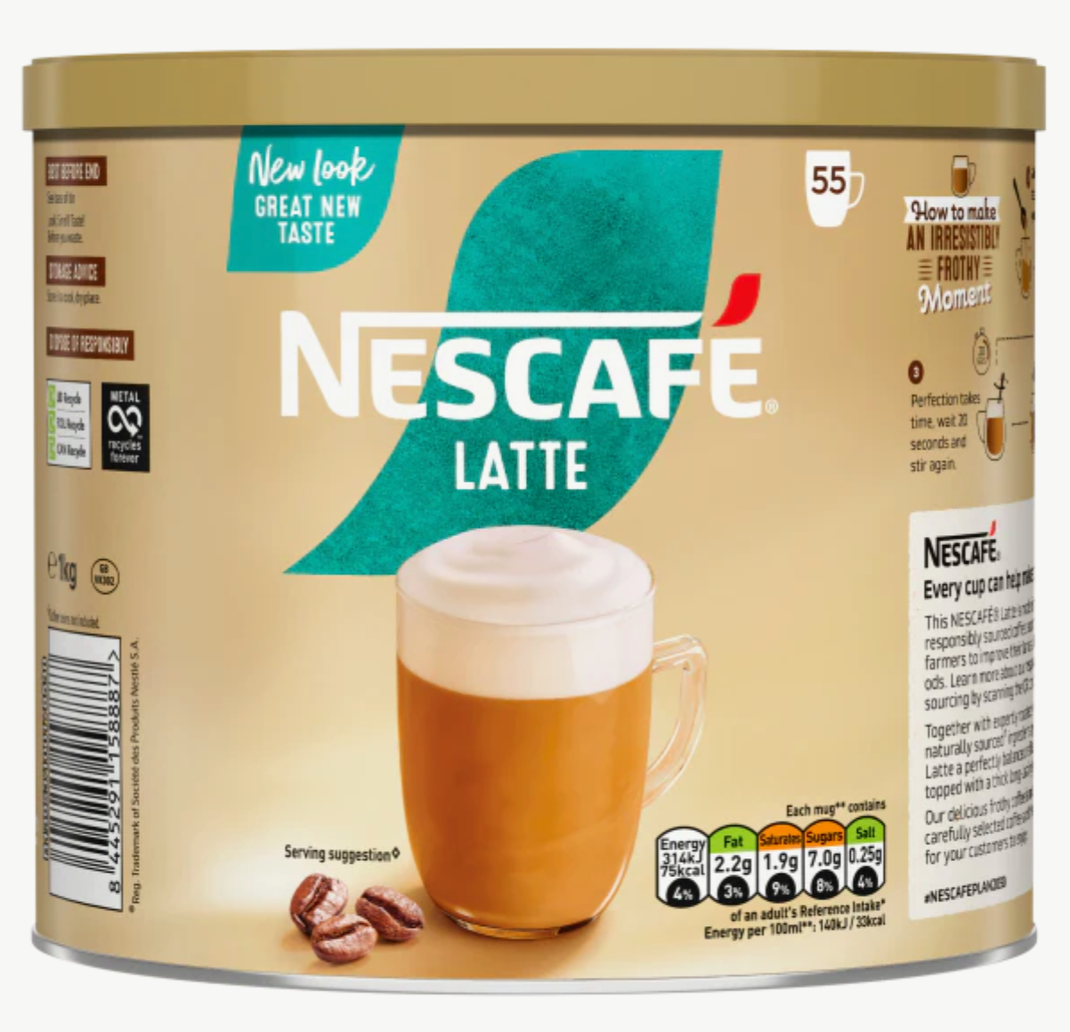 Nescafé Latte Instant Coffee Tin 1kg for bulk use