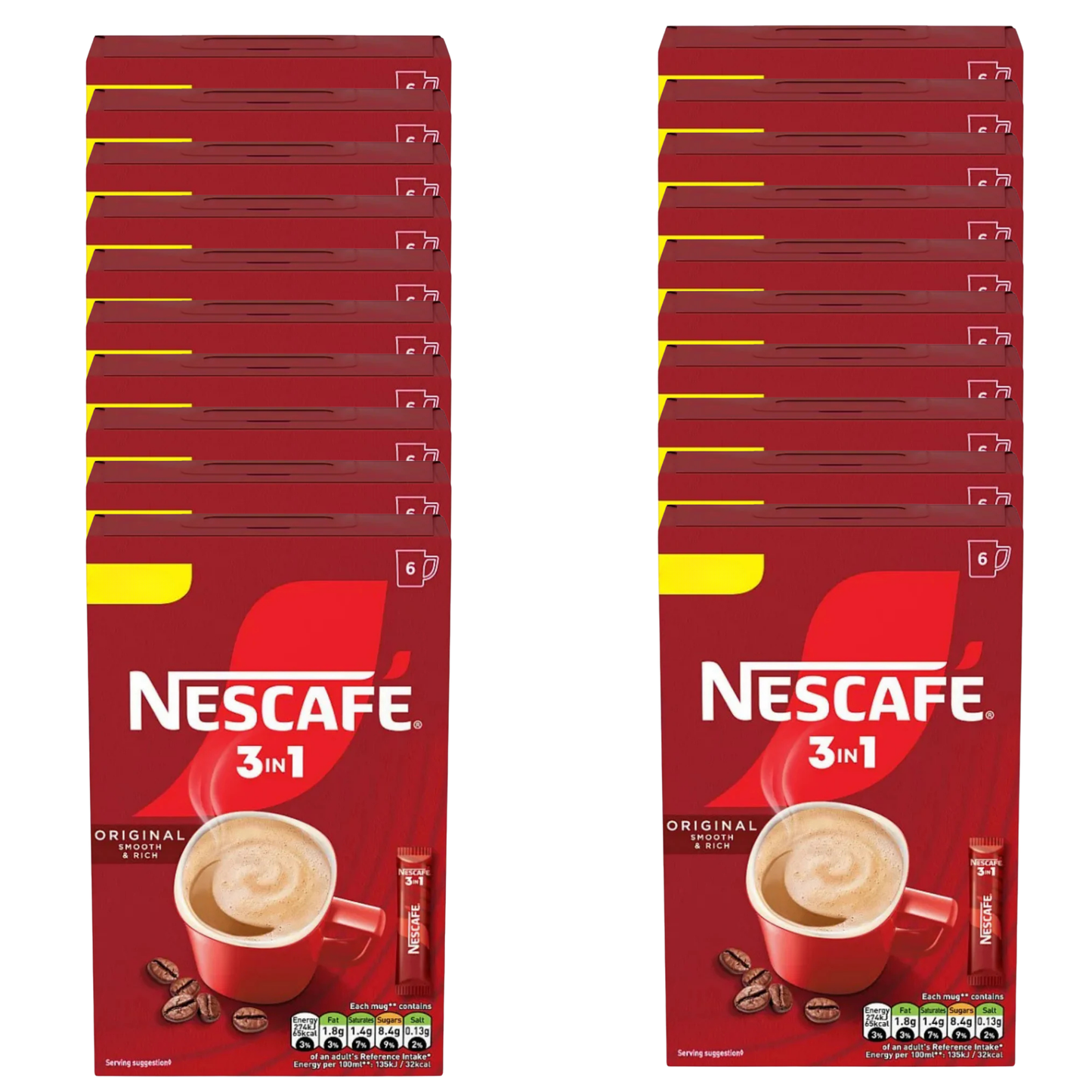 Low fat instant coffee sachets with rich flavour
