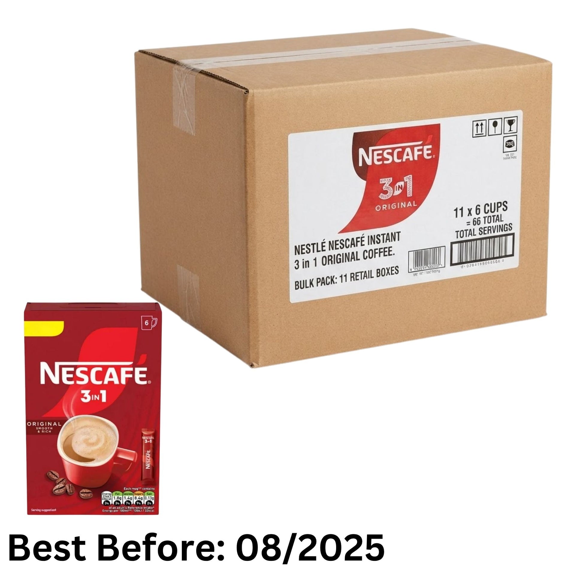 Nescafe 3 in 1 Original Coffee Sachets 66 Cups