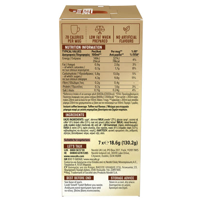 Bulk pack of 42 Nescafe Toffee Nut Latte sachets for home or office
