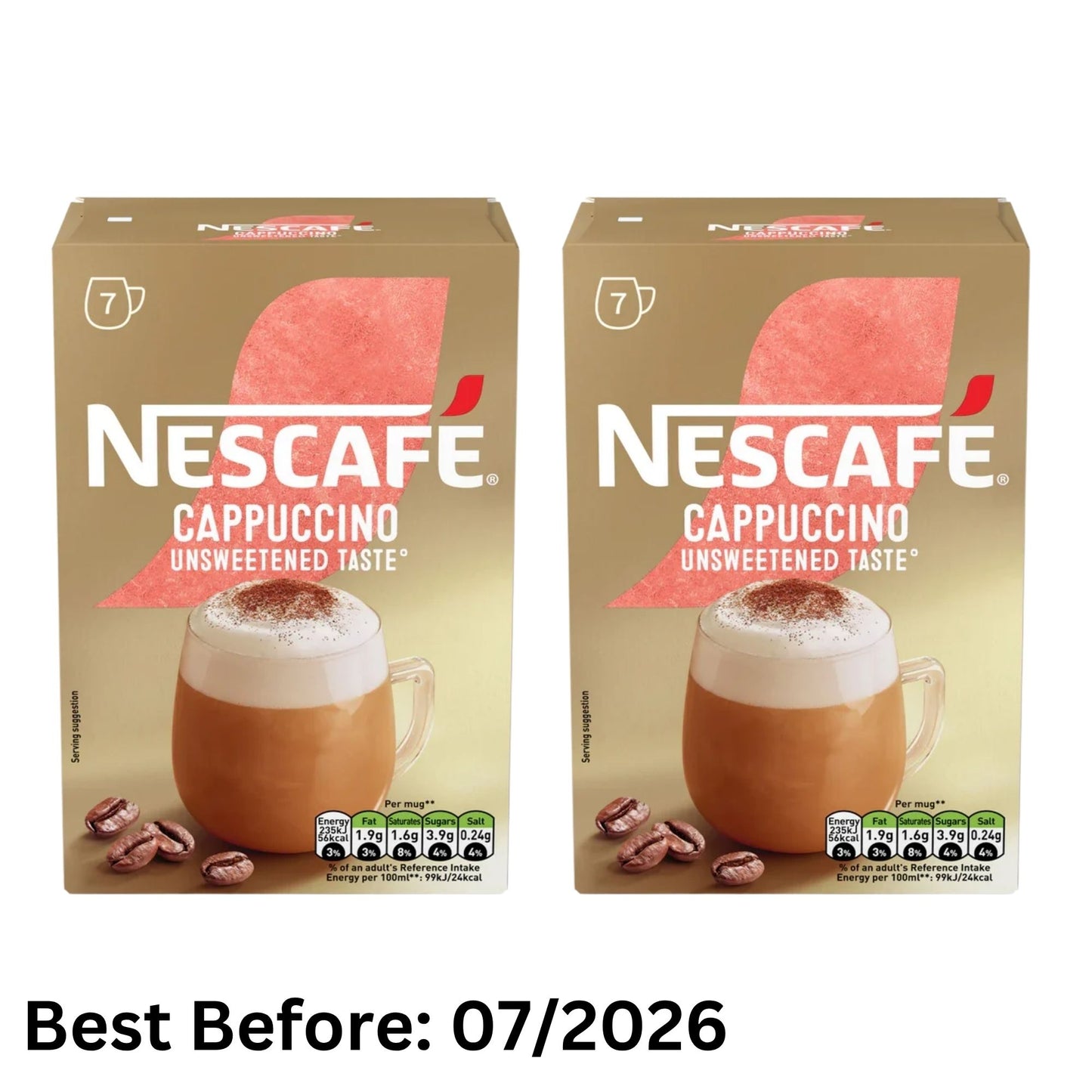 NESCAFÉ Unsweetened Cappuccino Sachets 2 x 7 Cups
