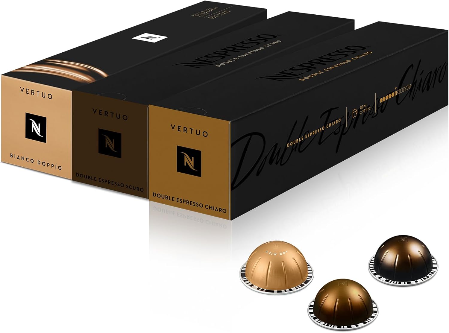 Nespresso Vertuo Mixed Coffee Pods Pack – 25 Capsules, Espresso & Double Espresso