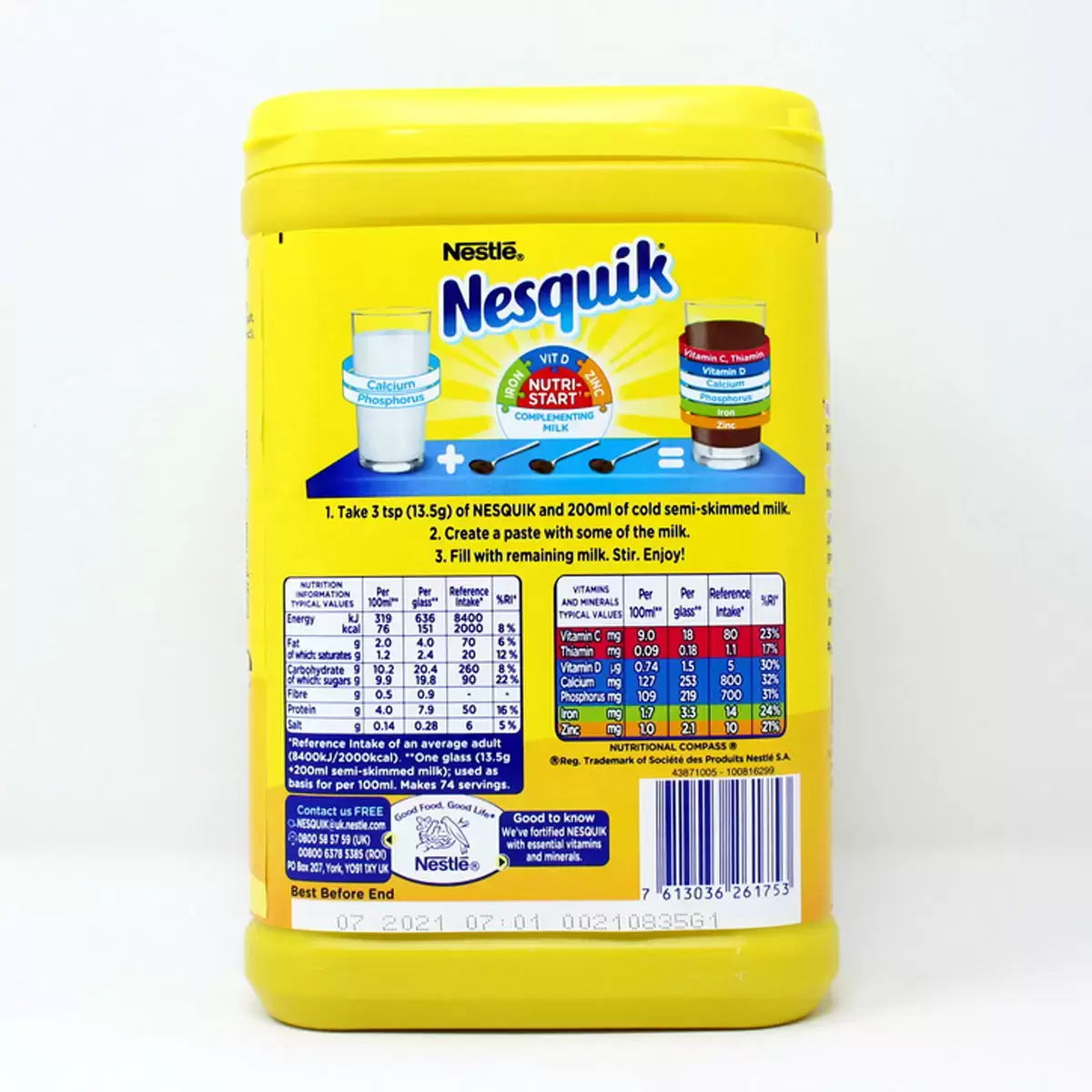 Smooth and rich Nesquik chocolate milk powder