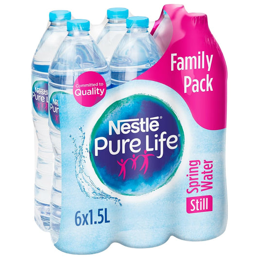 Nestle Pure Life Still Spring Water Family Pack with 6 large 1.5L bottles