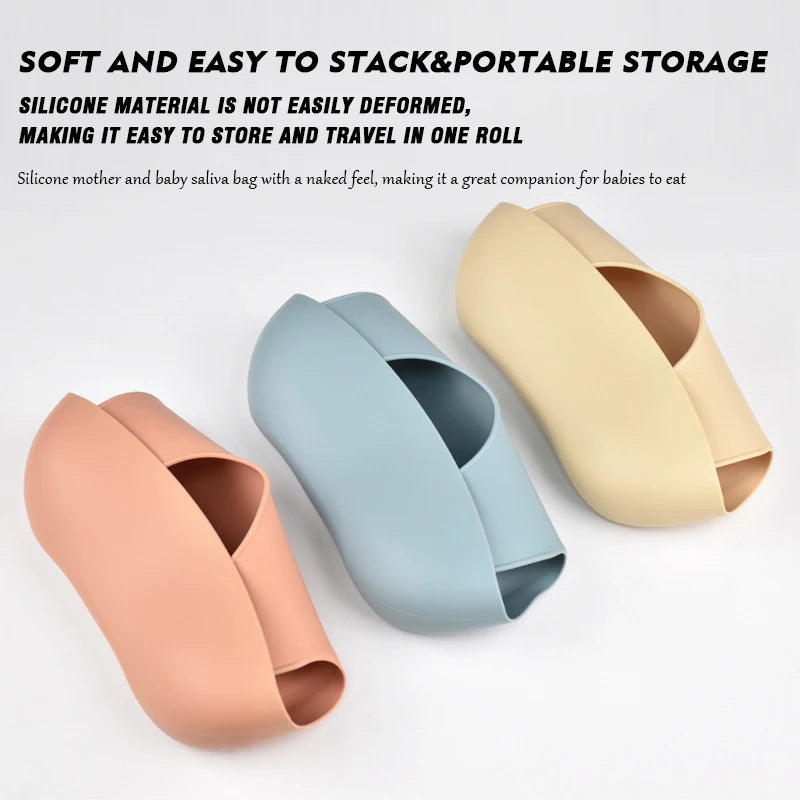 Infant silicone bib with adjustable neck strap