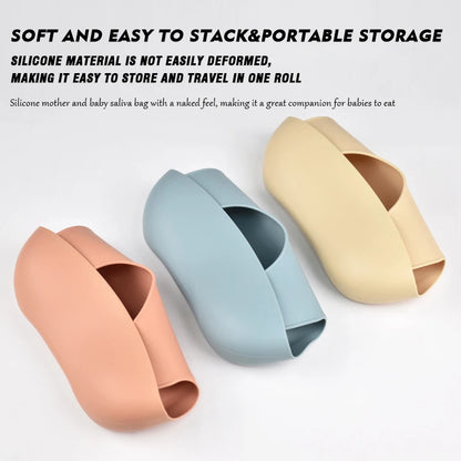 Infant silicone bib with adjustable neck strap