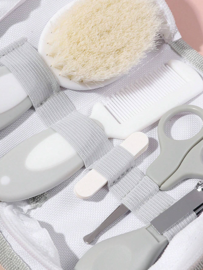Lightweight baby grooming accessories in gray storage bag