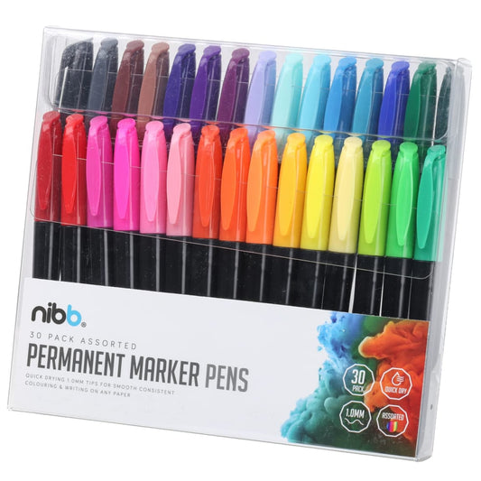 Nibb Permanent Marker Pens 30 Pack