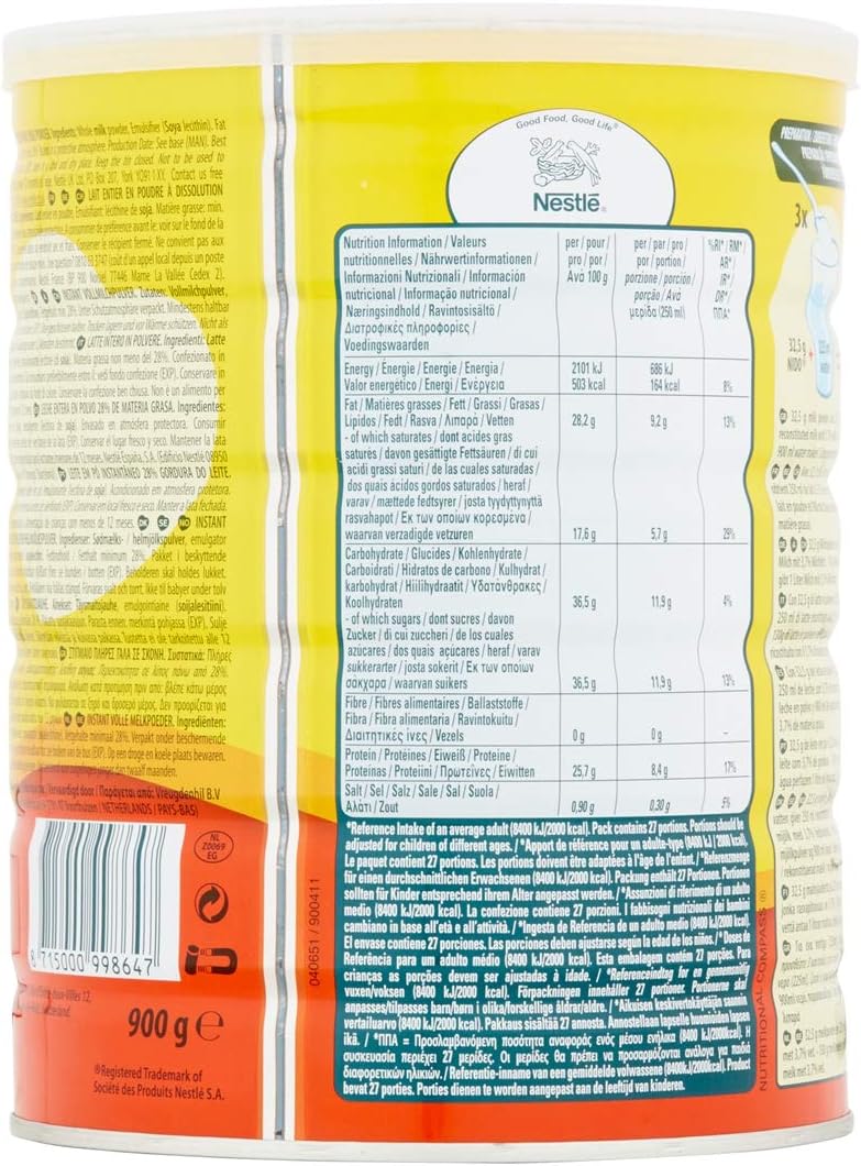 value pack of nido instant full cream milk powder 900g tin