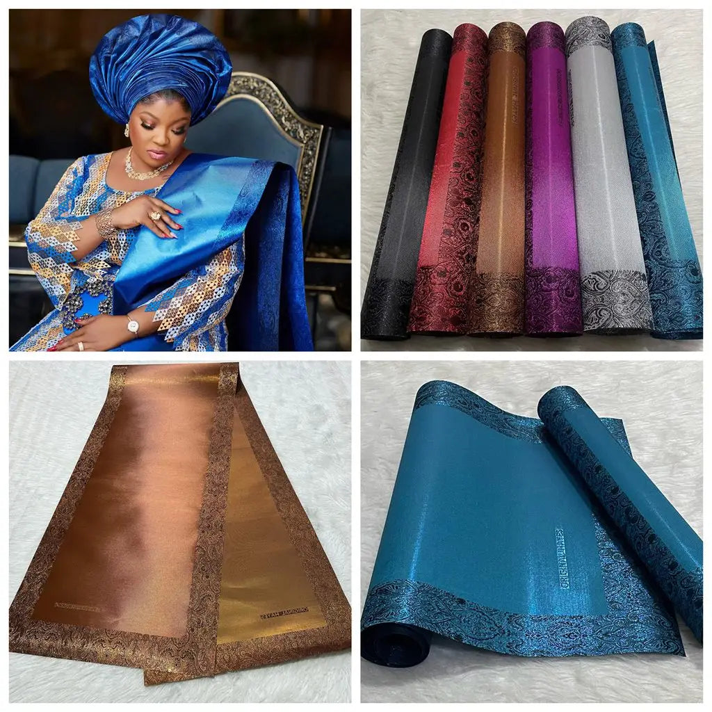 Nigerian bridal head wrap with matching shoulder drape