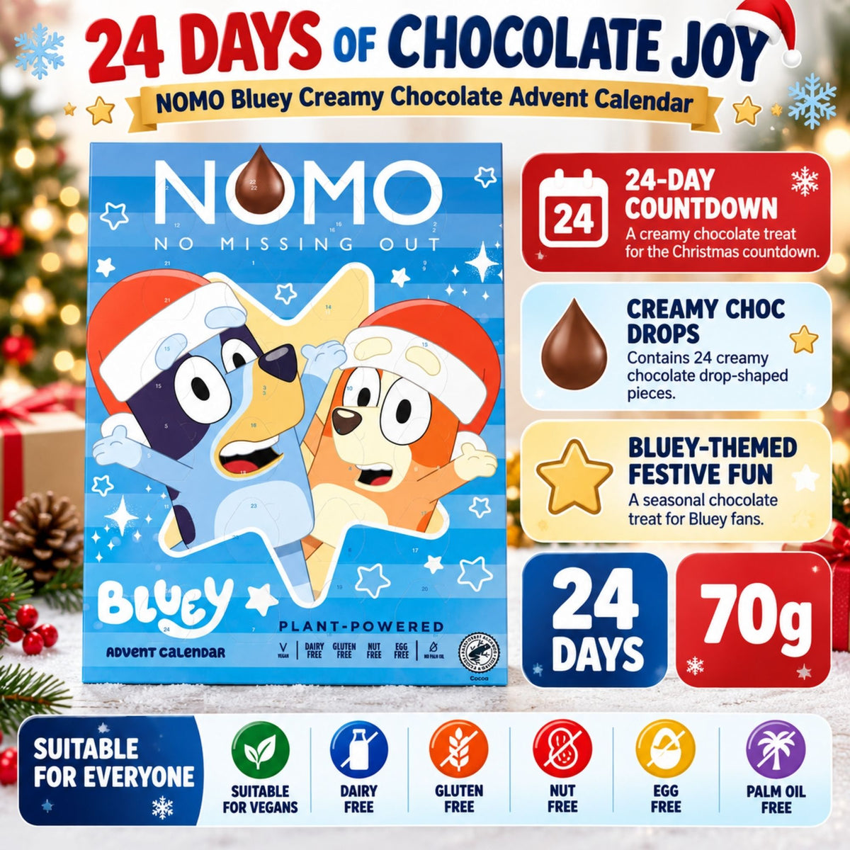 NOMO Bluey advent calendar with creamy chocolate drops