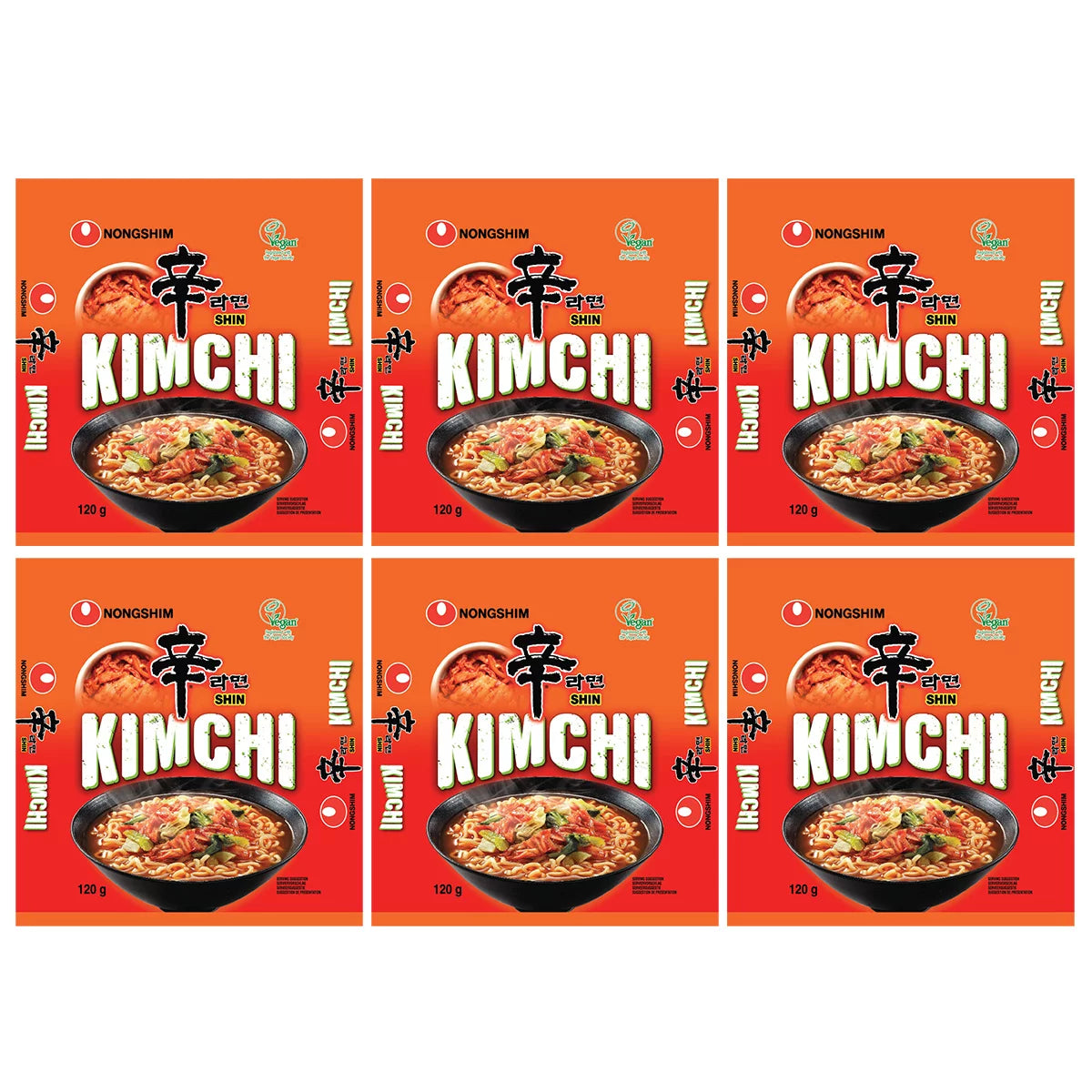 Nongshim Kimchi noodles 120g x 6 pack Korean ramen