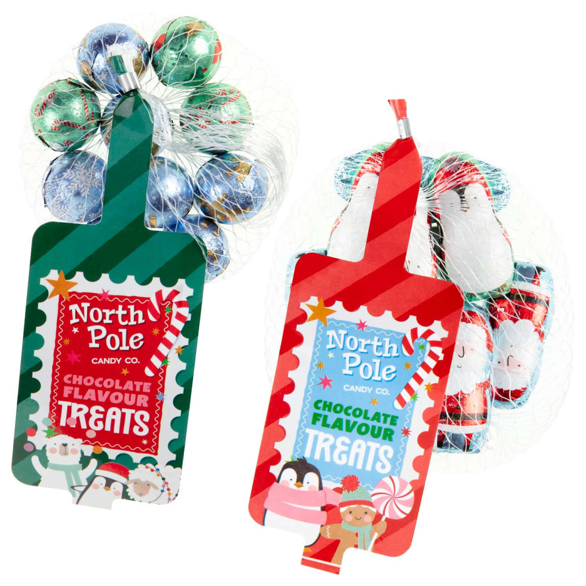 Creamy milk chocolate North Pole treats in bauble and figure designs