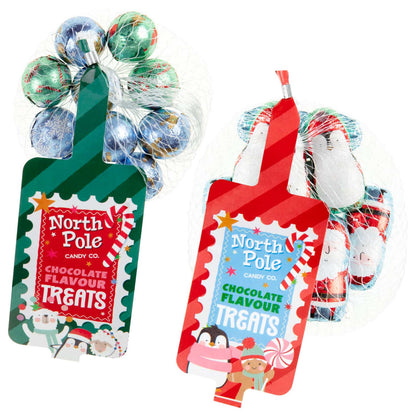 Creamy milk chocolate North Pole treats in bauble and figure designs
