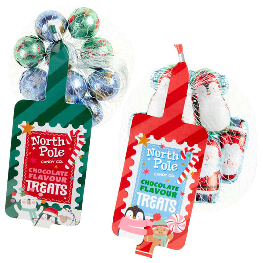 Creamy milk chocolate North Pole treats in bauble and figure designs
