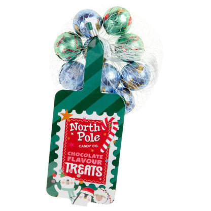 North Pole Chocolate Treats in festive bauble shapes for Christmas