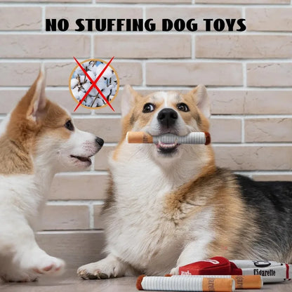 Plush dog toy with removable squeaky pieces