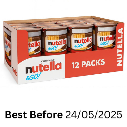 Nutella & Go 12 pack hazelnut spread with breadsticks short date stock