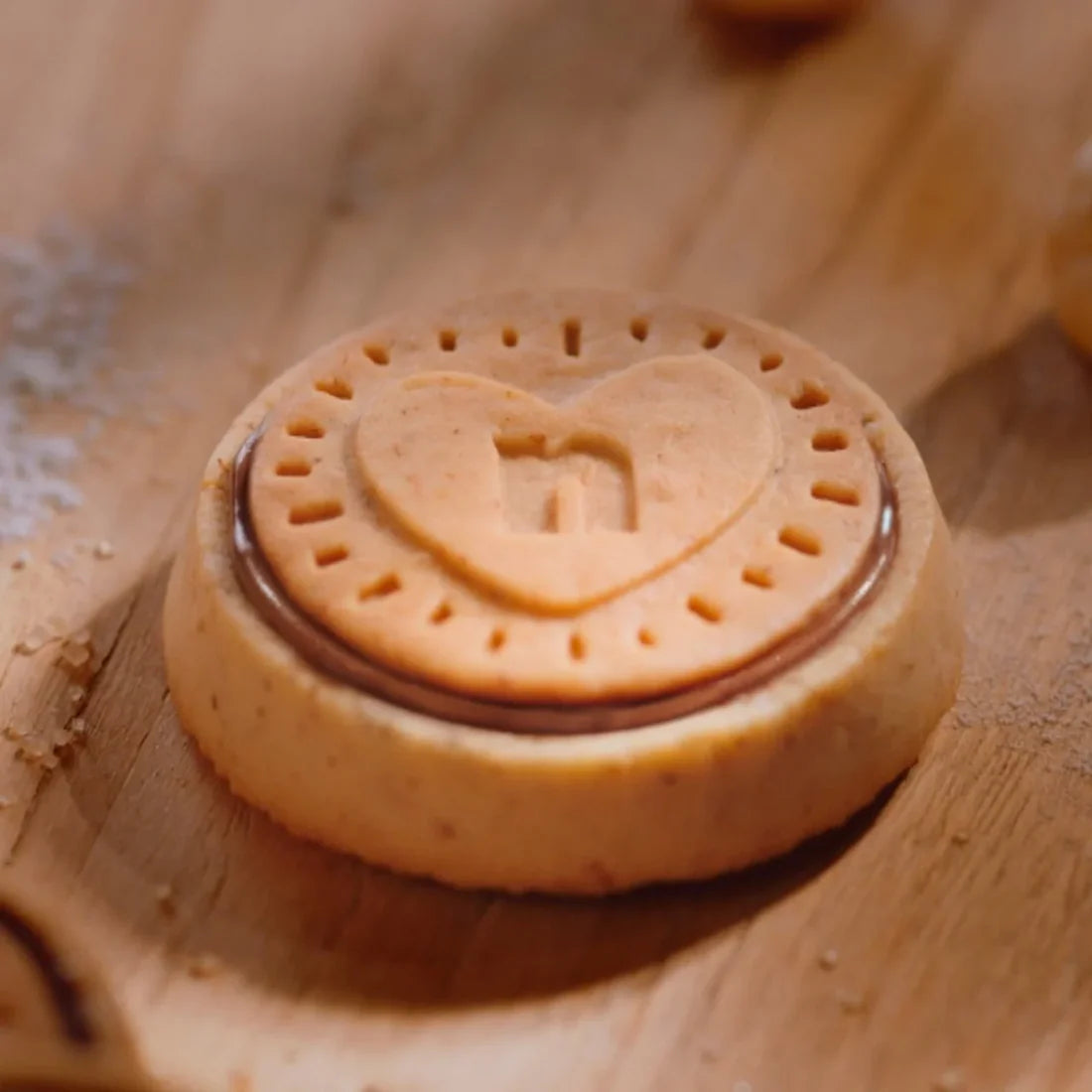 Golden-baked biscuits with smooth hazelnut filling