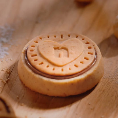 Golden-baked biscuits with smooth hazelnut filling