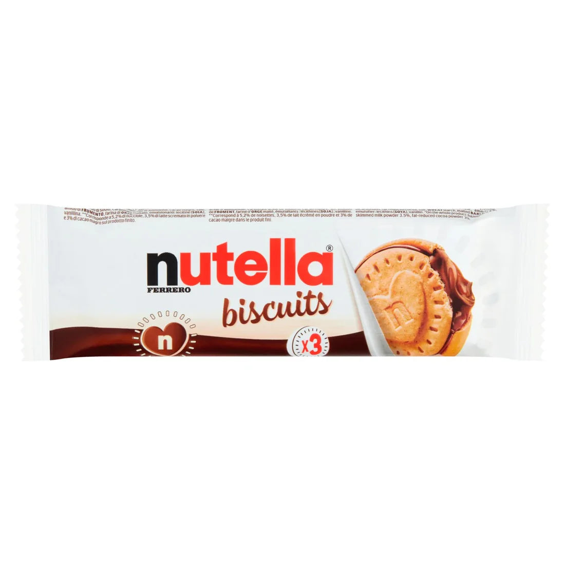 Convenient 3 pack of Nutella hazelnut cocoa biscuits