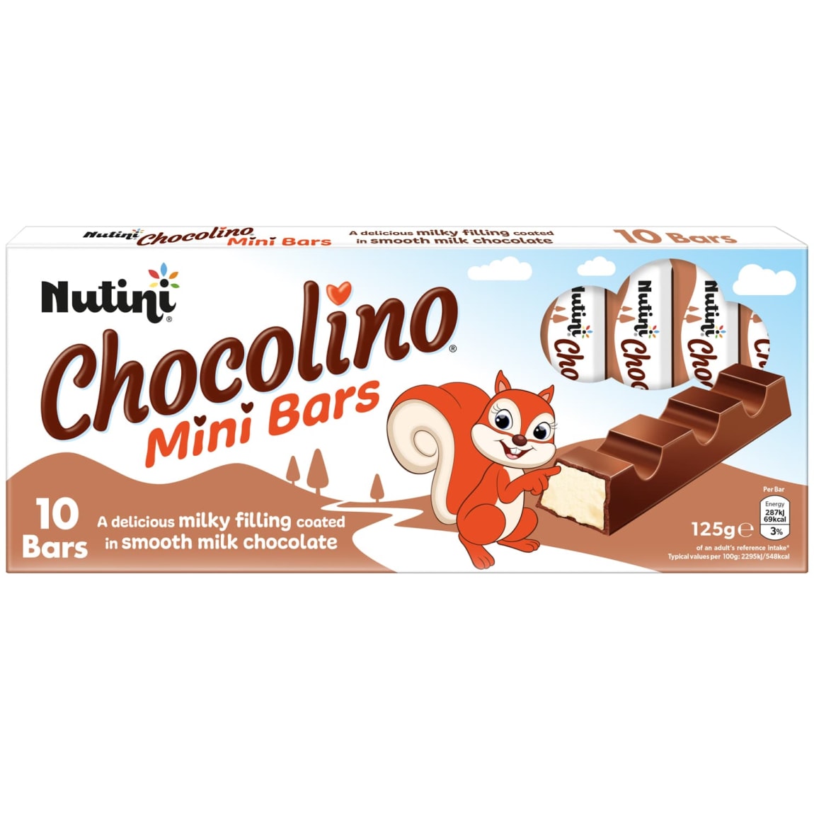 Nutini Chocolino Mini Bars 10 Pack milk chocolate snack bars