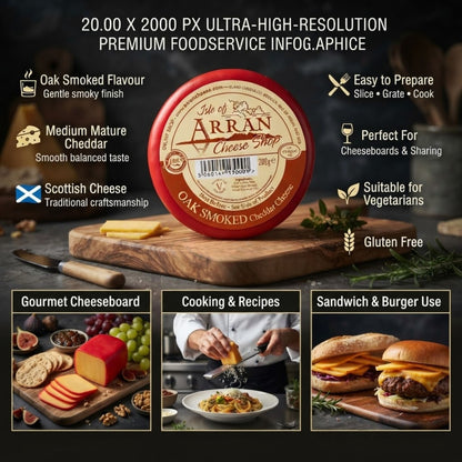 Scottish oak smoked cheddar cheese block