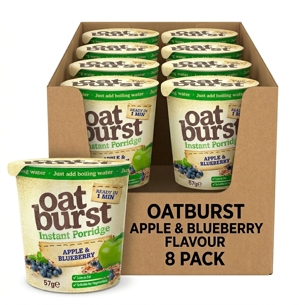 Oatburst Apple & Blueberry Flavour Instant Porridge Pots Pack of 8