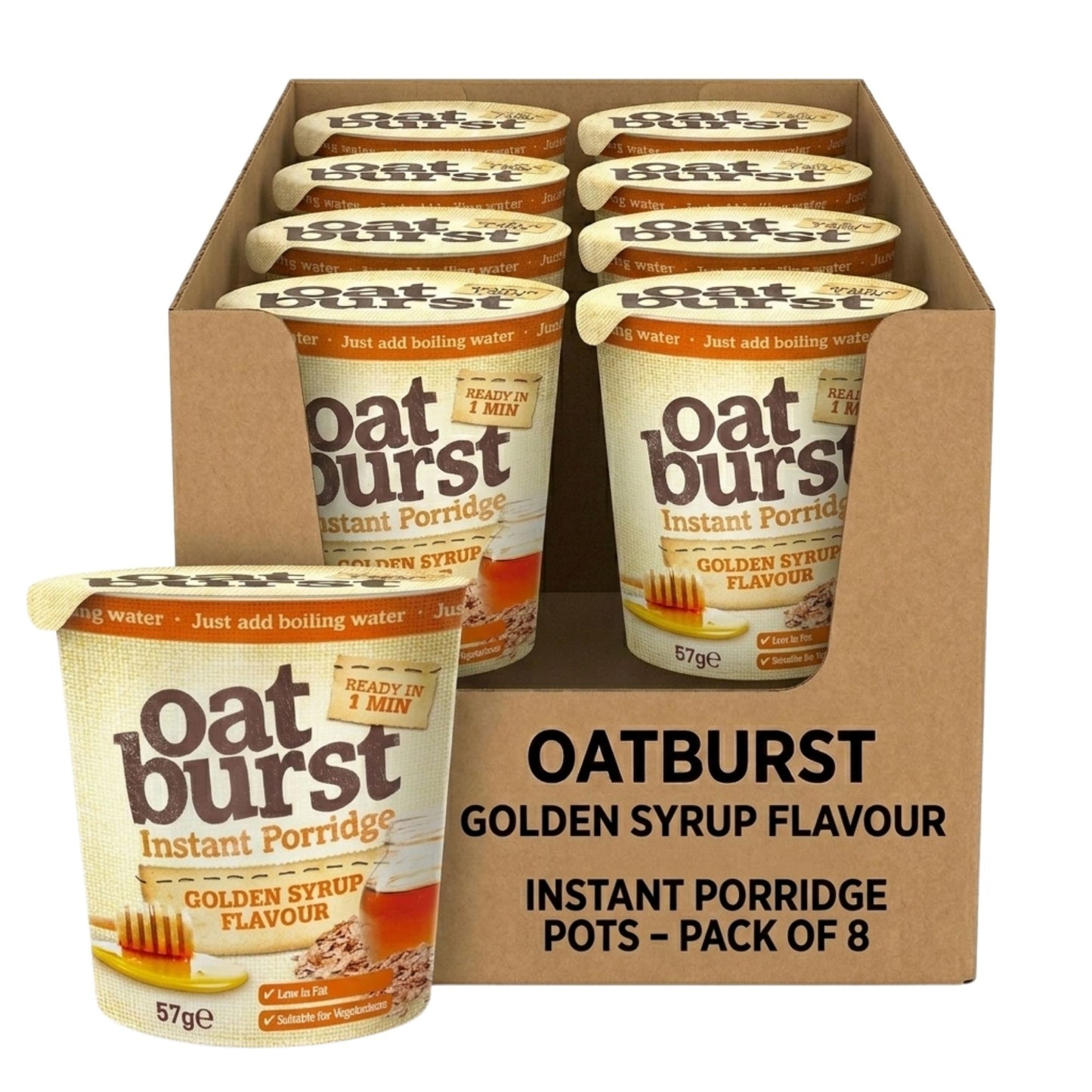 Oatburst Golden Syrup Flavour Instant Porridge Pots Pack of 8