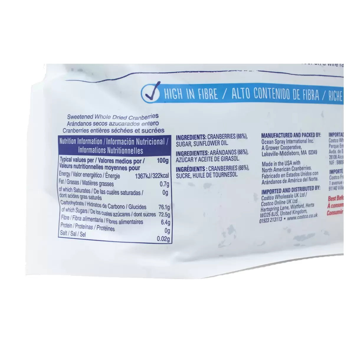 Ocean Spray Craisins 1.36kg, healthy dried cranberries for baking, cooking, or snacking