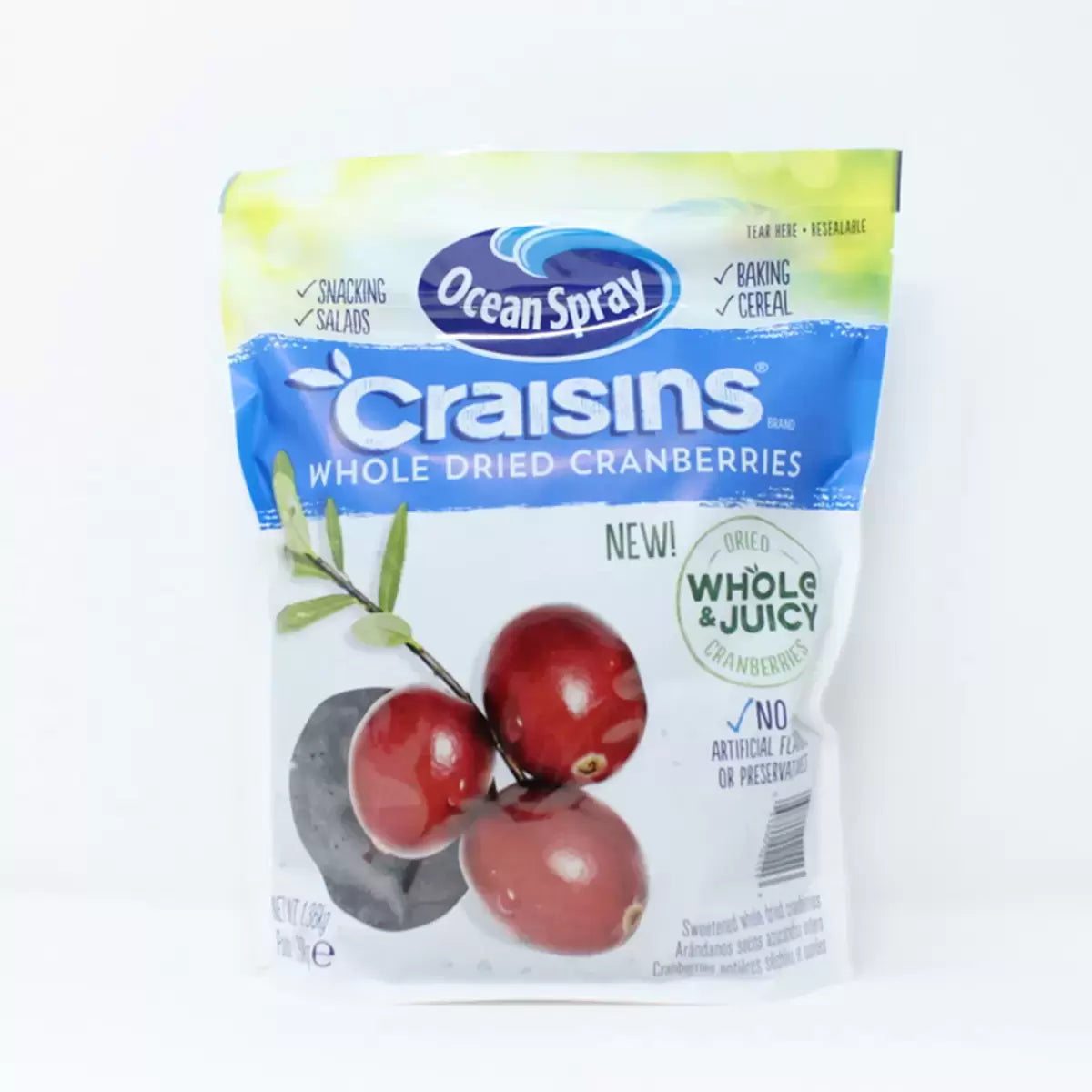 Ocean Spray Craisins Whole Dried Cranberries 1.36kg, gluten-free and natural snack