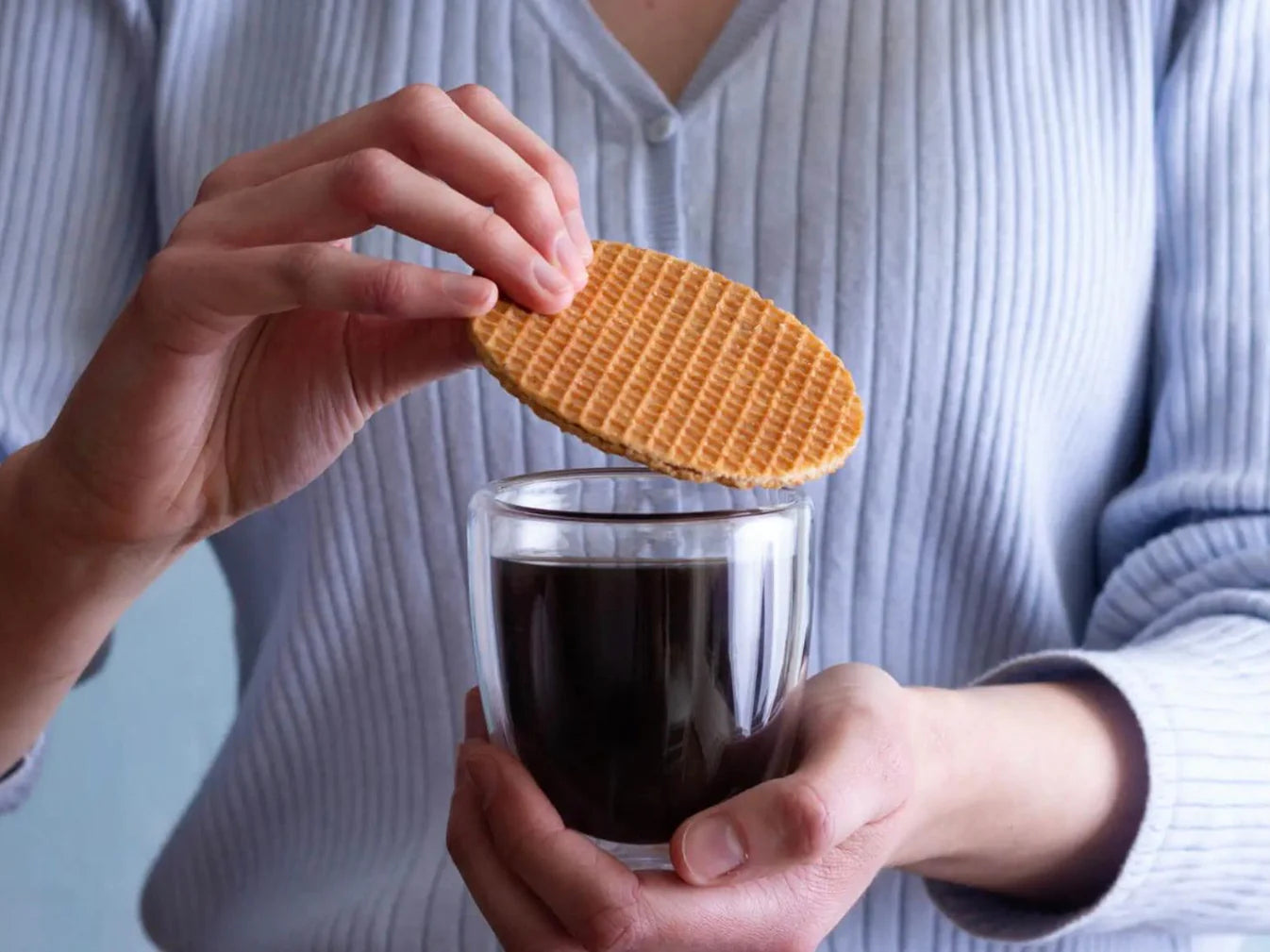 Coffee break waffle biscuits with smooth caramel filling centre