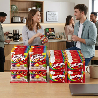Convenient snack size and large Skittles sweet packs