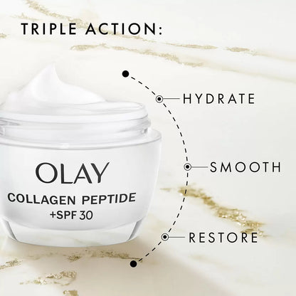 Close-up Olay Collagen Peptide 24 Cream bottle